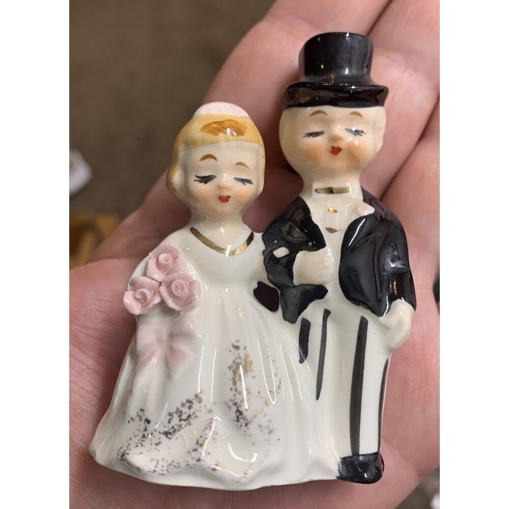 Vintage Wedding Cake Topper Ceramic Figurine 1950s Japan